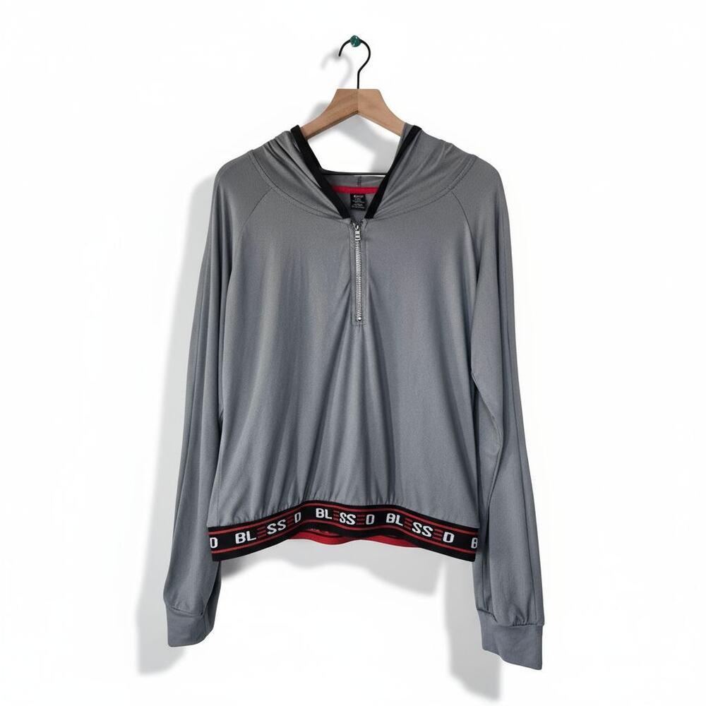 Red Fox Blessed Trim Gray Quarter Zip Hoodie Top Size 2X